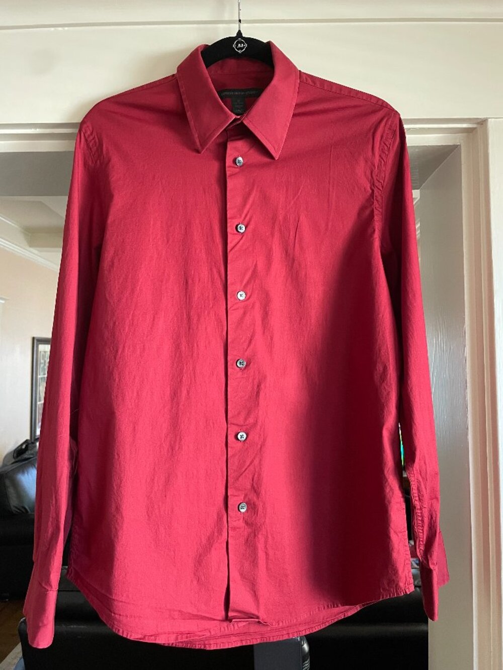 Express Red Collared Shirt Modern Fit Stretch - M